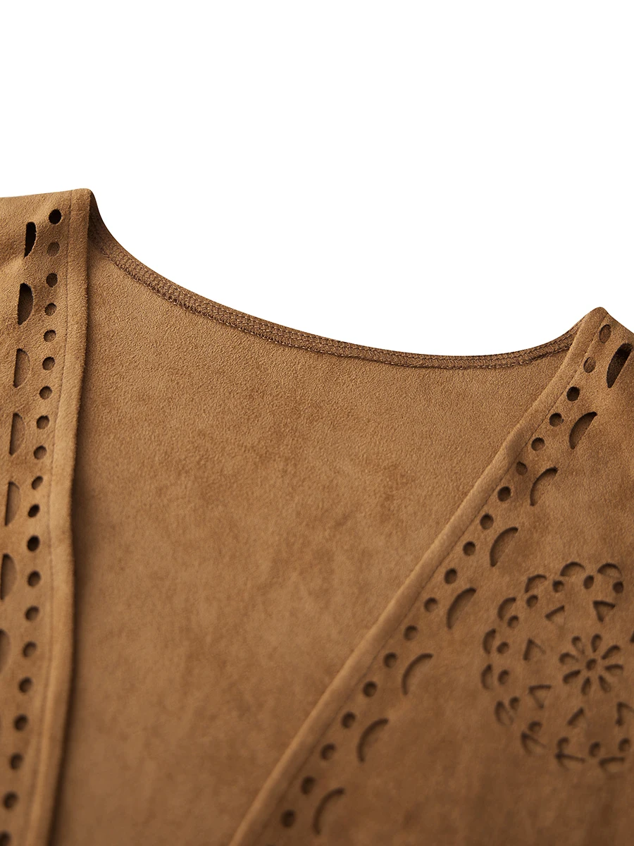 Женский жилет из искусственной замши с бахромой повседневная куртка в стиле