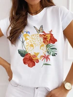 fashion summer top flower print t shirts women t shirt for woman 2022 short sleeves kawaii t shirts cartoon graphic design tee