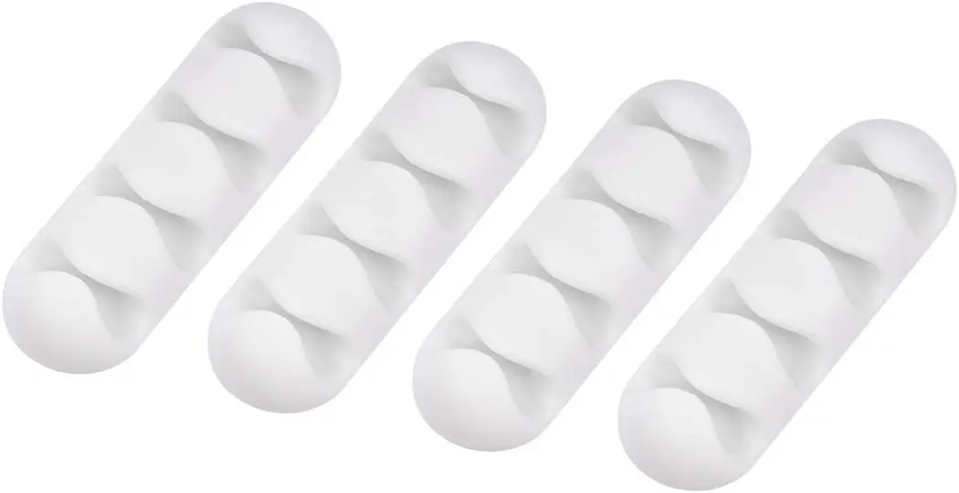 

4Pcs Cable Organizer White Electronics Computer Mouse Charging USB Cable Holder Self Adhesive Cord Holders