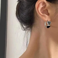 aesthetic enamel heart hoop earrings for women heart femme earring fashion ear studs wedding birthday trend jewelry gift 2022