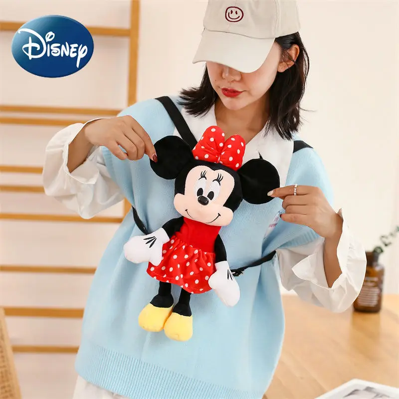 Disney Kids Plush Bag Girls Backpack Minnie Mickey Cartoon Cute Mickey Mouse Doll 2022 New Shoulder Bag