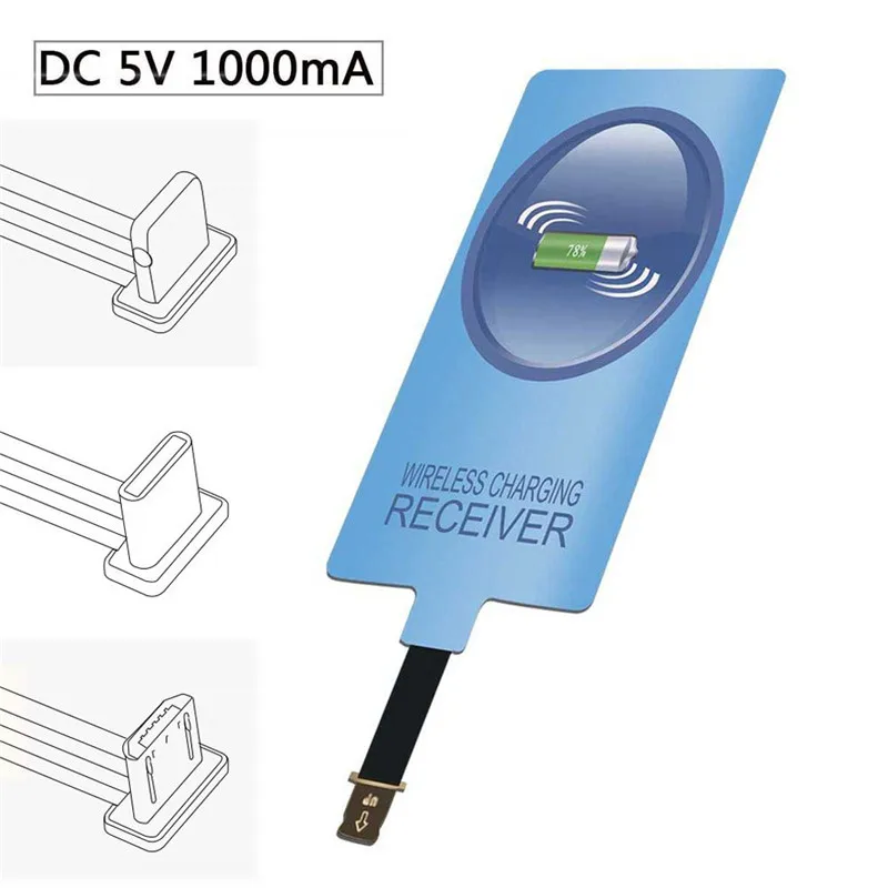 

Universal Wireless Charging Receiver For iPhone 7 6s Plus 5s Micro USB Type C Fast QI Charger For Samsung Huawei Xiaomi