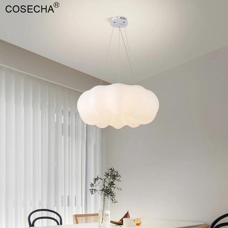 

Modern Bedroom White Pendant Lighting Led Dimmable Kitchen Hanging Light Dining Room Round Pendant Chandelier Living Room Lamp
