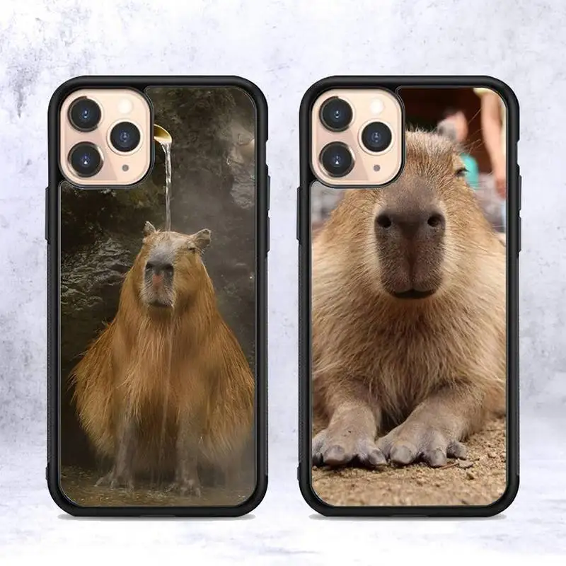 

Cute Capybara Phone Case Silicone PC+TPU Case for iPhone 11 12 13 Pro Max 8 7 6 Plus X SE XR Hard Fundas