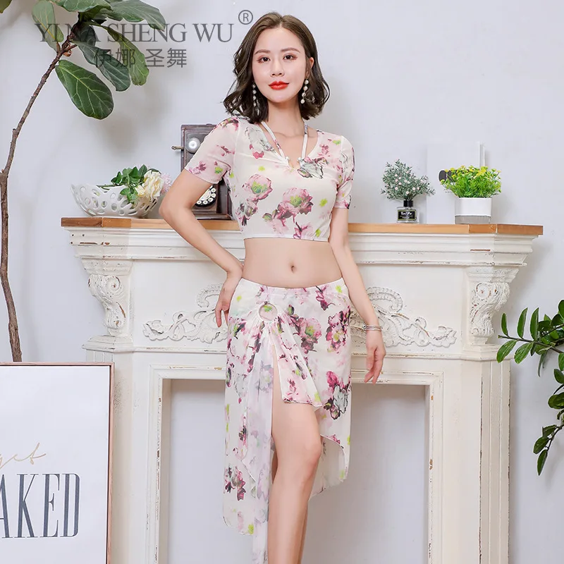

Belly Dance Set For Female Adult Elegant Top Profession Performance Clothes Oriental Dancing Top Skirt Dance Practice Clothing