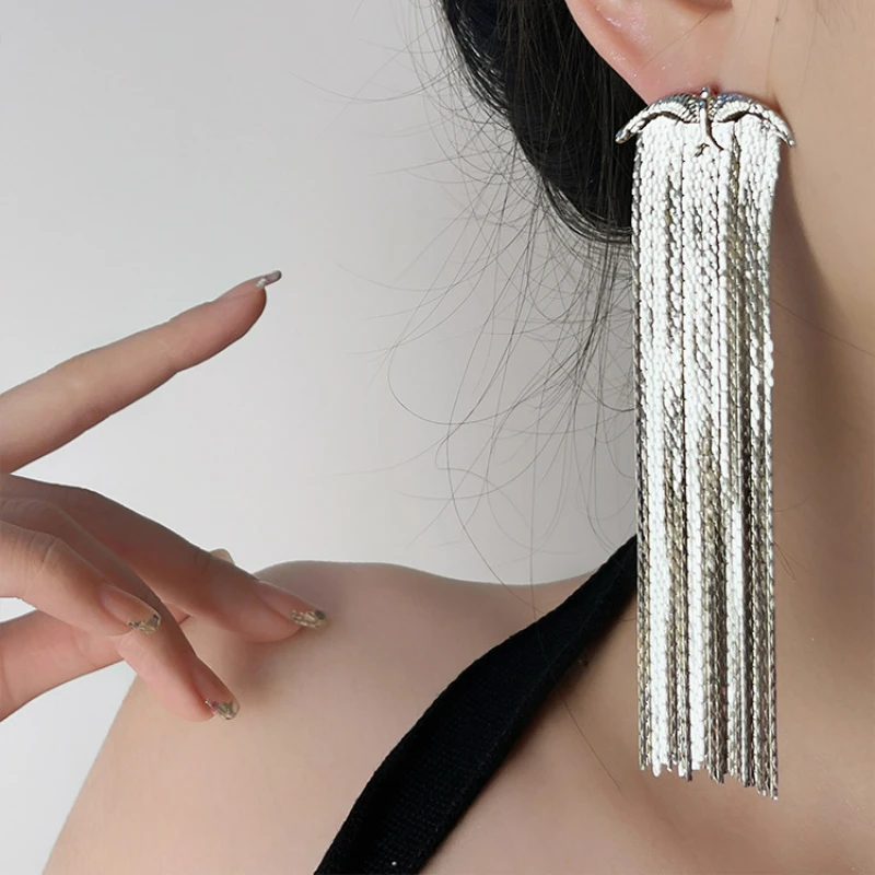 Роскошные серьги-кисточки из металлического сплава эффектные висячие серьги в
