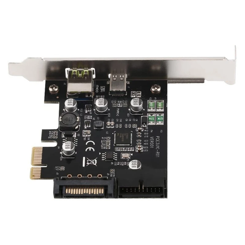 

PCI-E 1X To USB 3.1 GEN 1 (5Gbps) (USB Type-C +USB Type A With Internal 19Pin USB 3.0 Dual Port) PCI Express Card