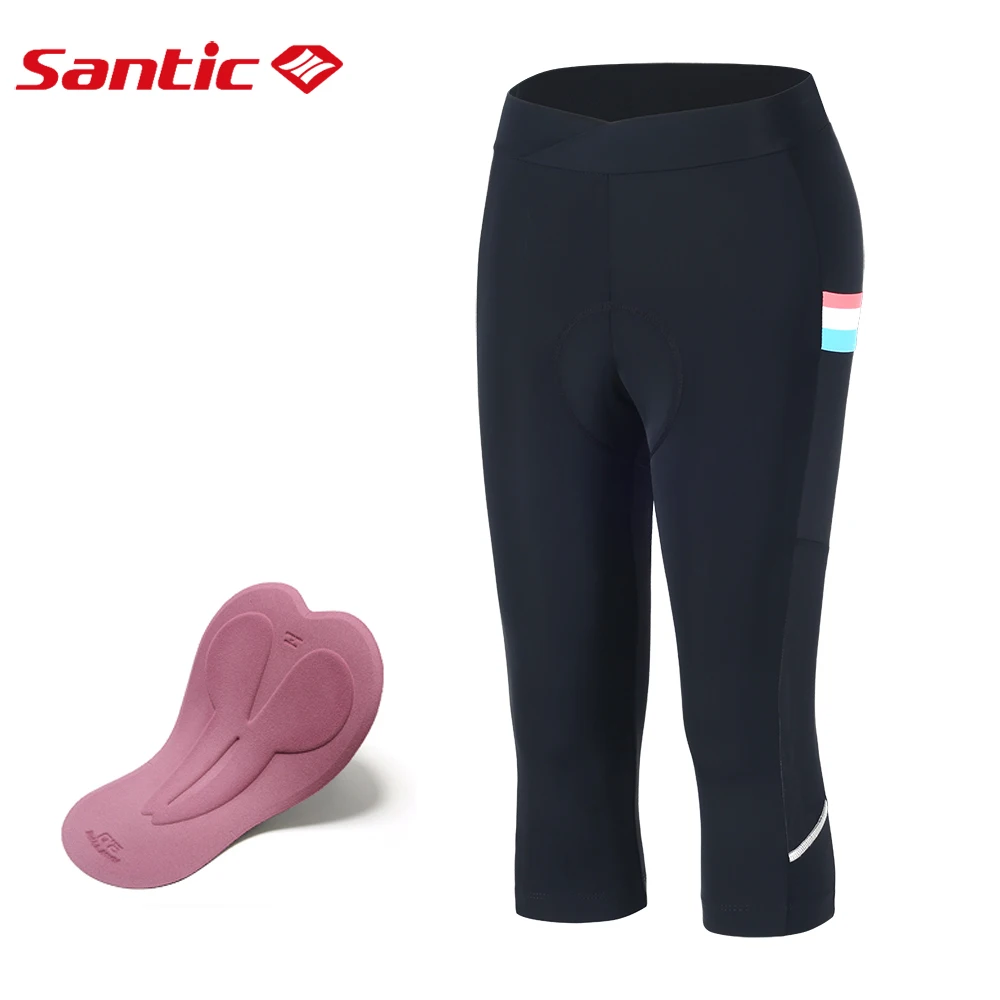 Santic Cycling Woman Shorts Summer New MTB Bike Riding Seamless Pad Quick-drying Breathable Elasticity Cropped Pants Asian Size