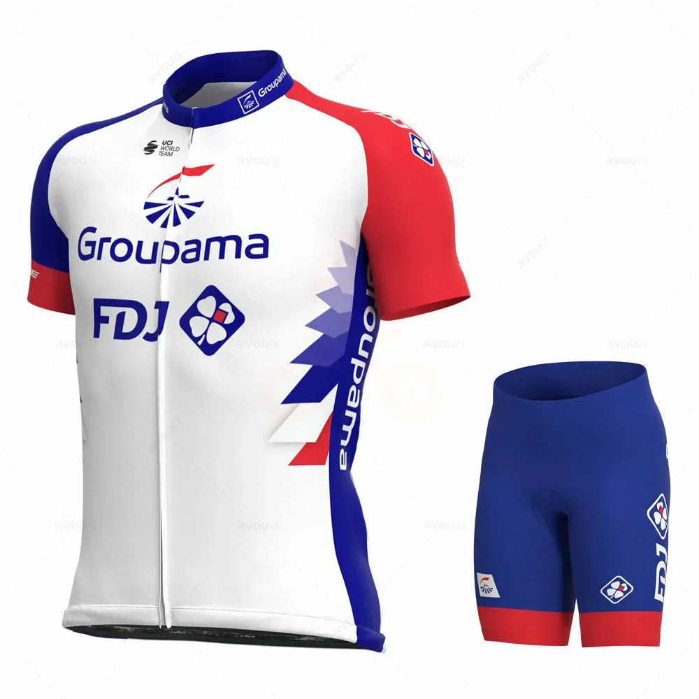 Фото Летний велосипедный комплект GROUPAMA FDJ Team 2025, велосипедные шорты, костюм Ropa Ciclismo, мужской летний комплект из джерси, велосипедные брюки Майо, одежда №4