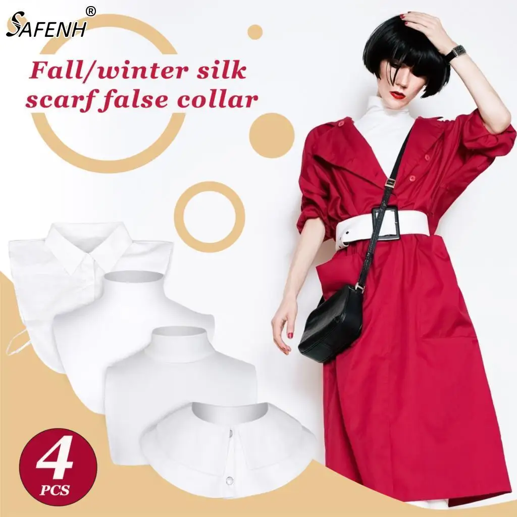 

4 Pcs Detachable Cotton Fake Collar Pointed / Round Blouse Shirt Collar Sweater False Collars Lapel Top Unisex Shirt Accessories