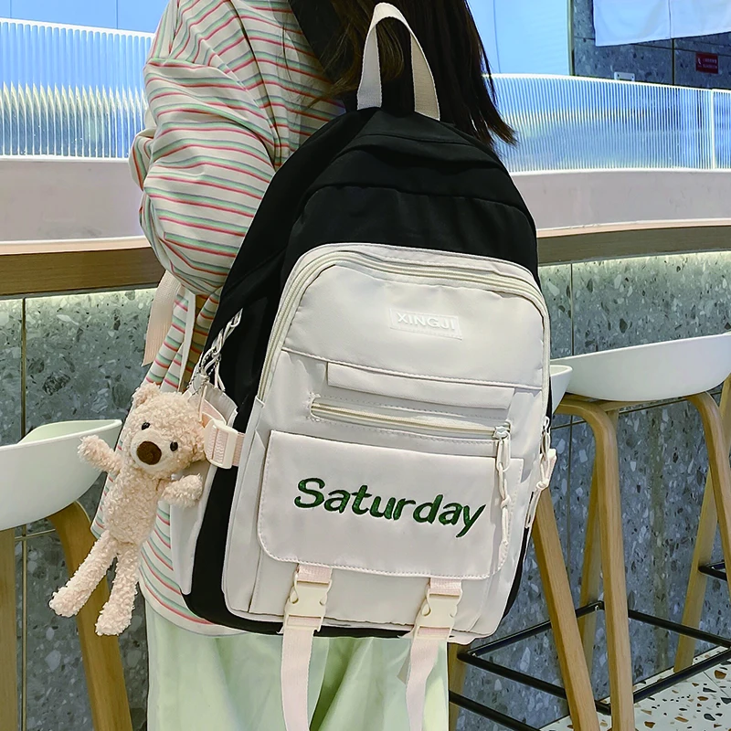 

Вместительный женский рюкзак для милых девушек, нейлоновая школьная сумка, многофункциональный дорожный рюкзак, женский холщовый рюкзак с ...