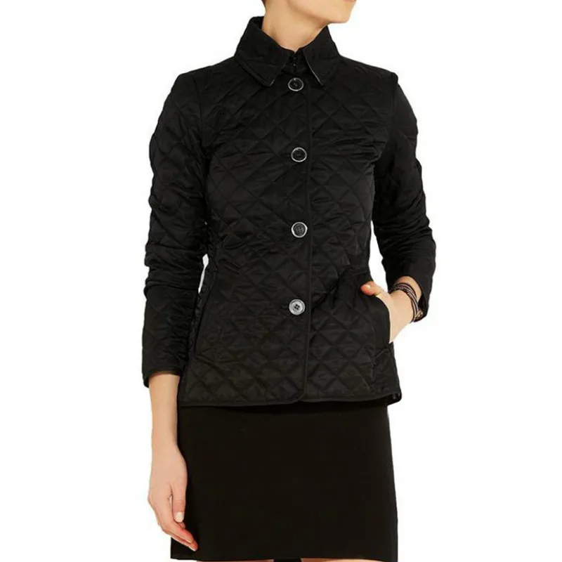 Autumn and Winter Lapel Dress Slim Small Cotton Jack Female New Fashion Single-breasted Temperament Slim Silk Cotton Oversized