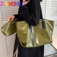 2 sets vintage oil leather womens big shoulder bags large capacity purses and handbags autumn designer brand ladies shopper bag