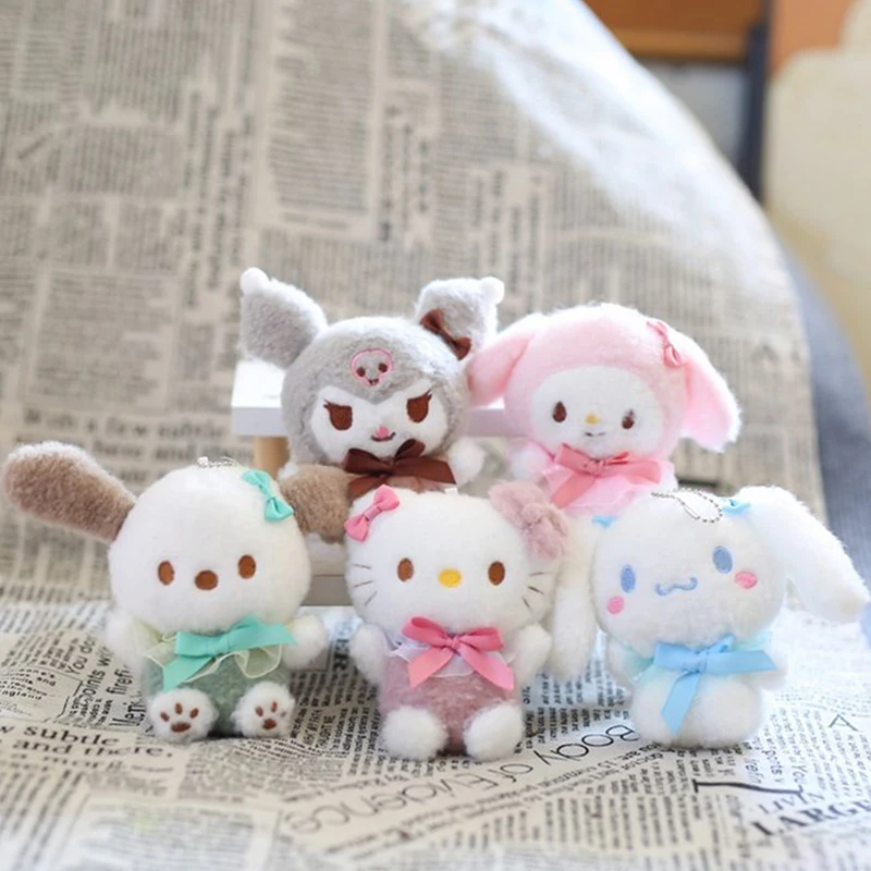 Подвеска в виде плюшевой сумки Милая Черная кожа бант кошки брелок Yk2 мягкая