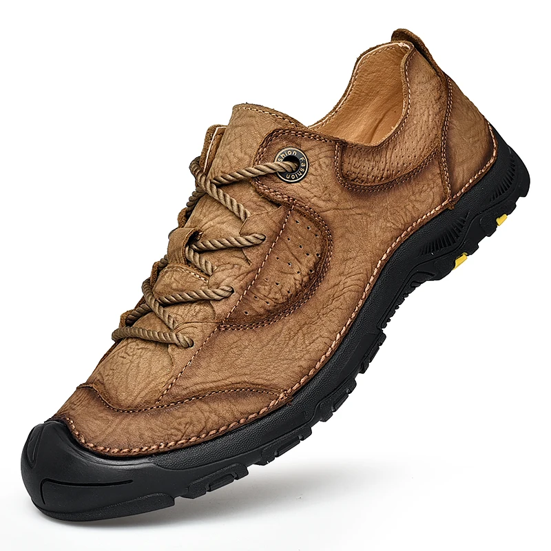 

Luxury Genuine Leather Men's Casual Shoes Trendy Lace Up Men's Designer Shoes Outdoor Hiking Leather Shoes For Man