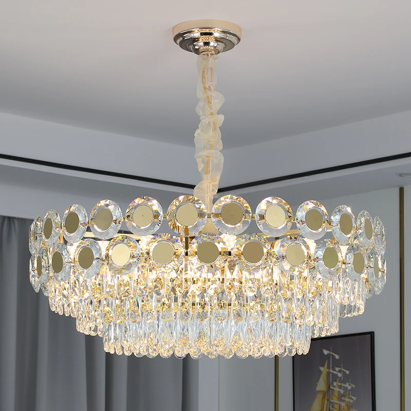 

Luxury Modern Foyer Gold Led Chandelier Lustre K9 Crystal Pendant Chandelier Lighting For Living Room Home Deco Lighting Fixture