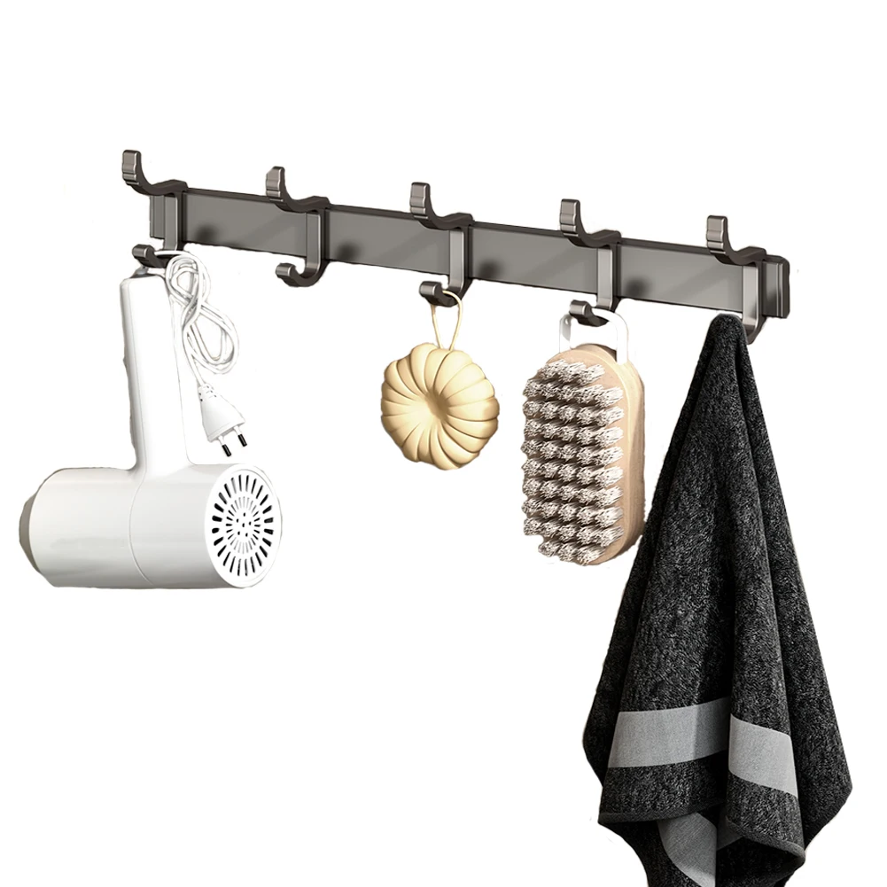 Coat Rack Wall Mount - Space Aluminum Material Hooks Shelf, For Bathroom, Bedroom, Entryway Hanging Towel, Coat, Key, Bag Etc.