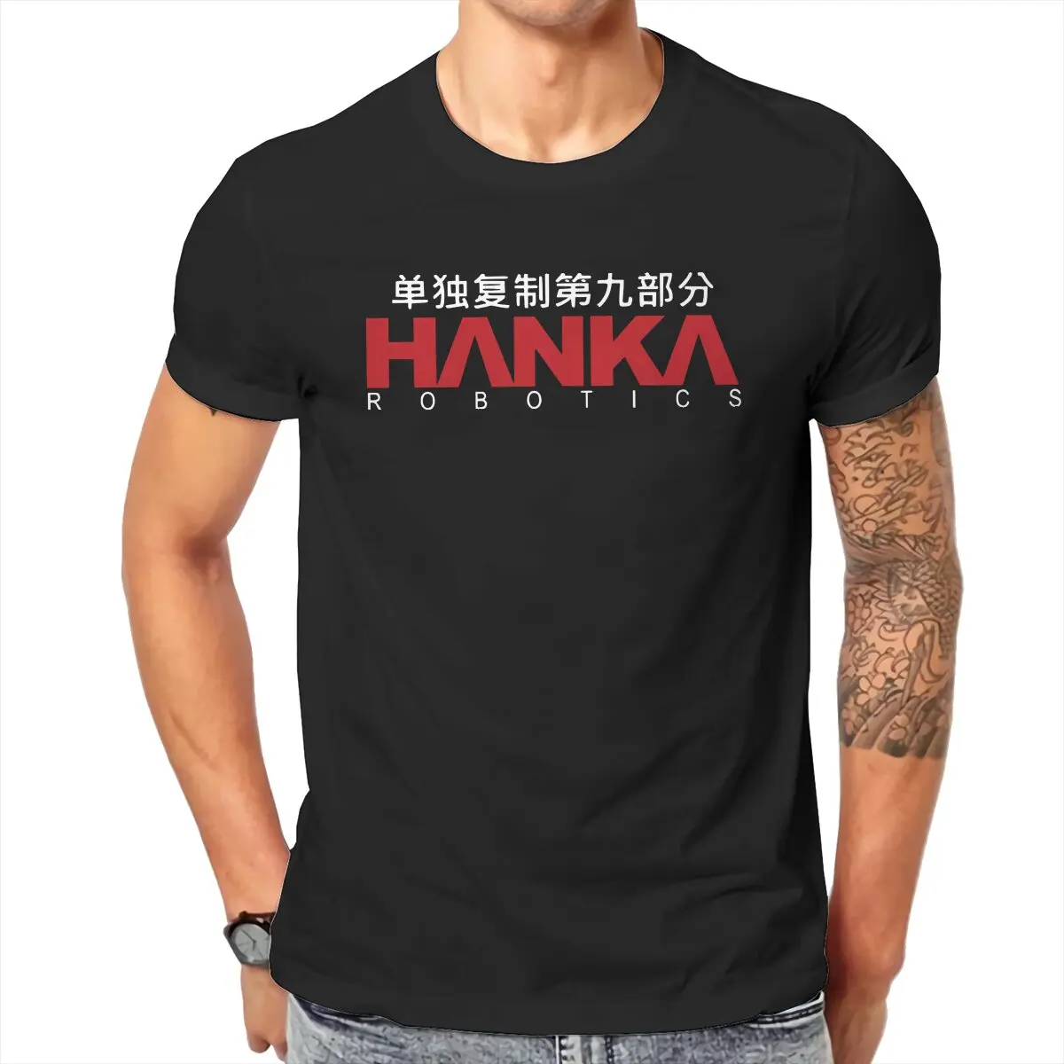 

Men Hanka Robotics T Shirts Ghost in the Shell 100% Cotton Tops Casual Short Sleeve Round Neck Tees Graphic T-Shirt