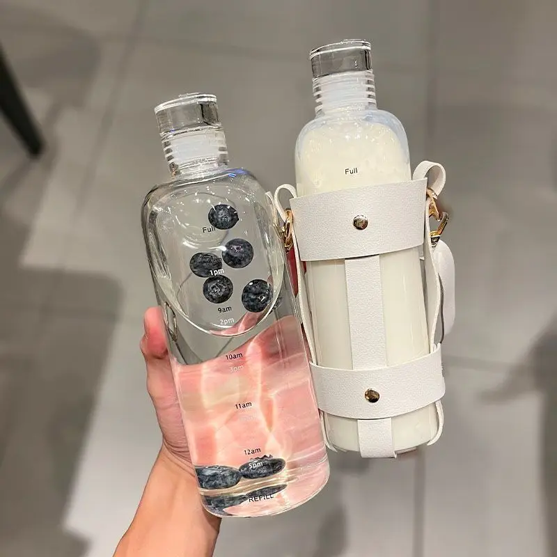 Стеклянная бутылка со временем большая емкость маркер крышка для воды напитков