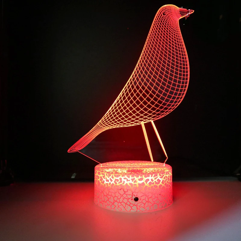 Ночник Nighdn голубь 3D настольная лампа USB Декорации для комнаты прикроватная с
