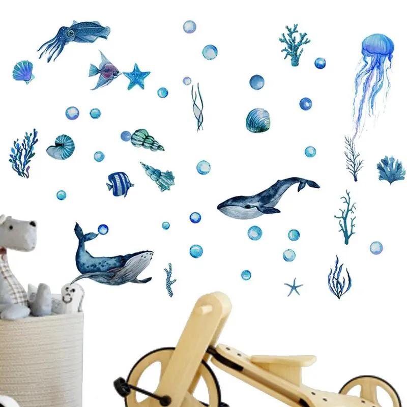 

Ocean Fish Wall Decals Under The Sea Luminous Decals Reusable Ocean Theme Fluorescent Sticker Animals Wall Stickers For Living