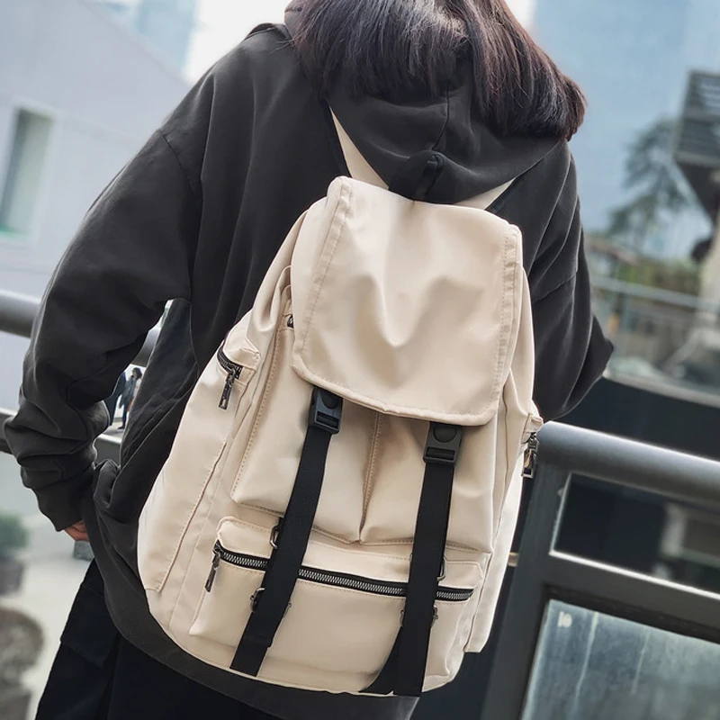 

Large Capacity Women Rucksack Female Waterproof Nylon School Backpack for Teenage Girls Solid Color Bookbag for Boy Mochila Bag