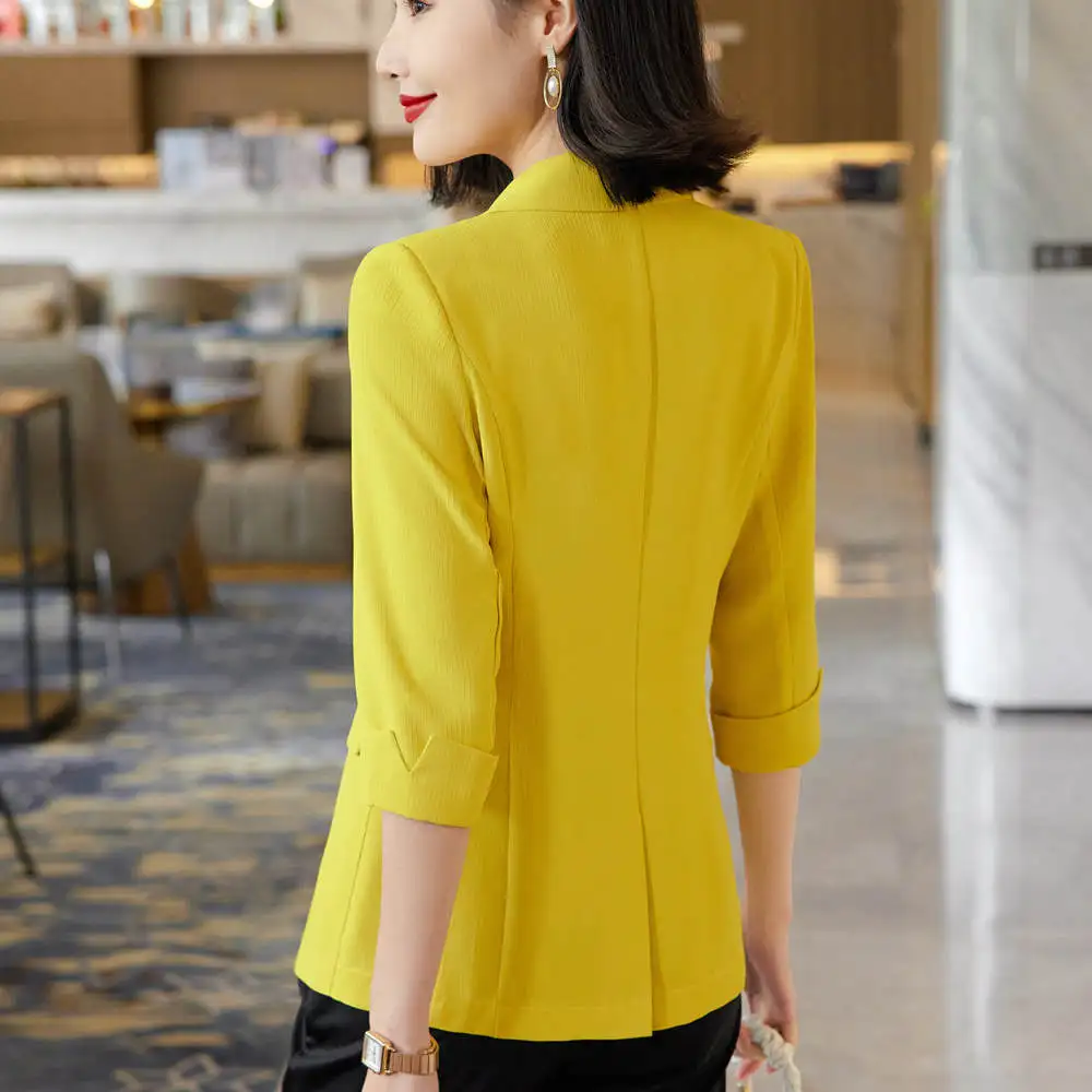 Quality Spring Summer Women's Korean Fashion Elegant Loose Medium Sleeve Jacket Office Leisure Blazer Thin Cardigan Coat Top 4XL