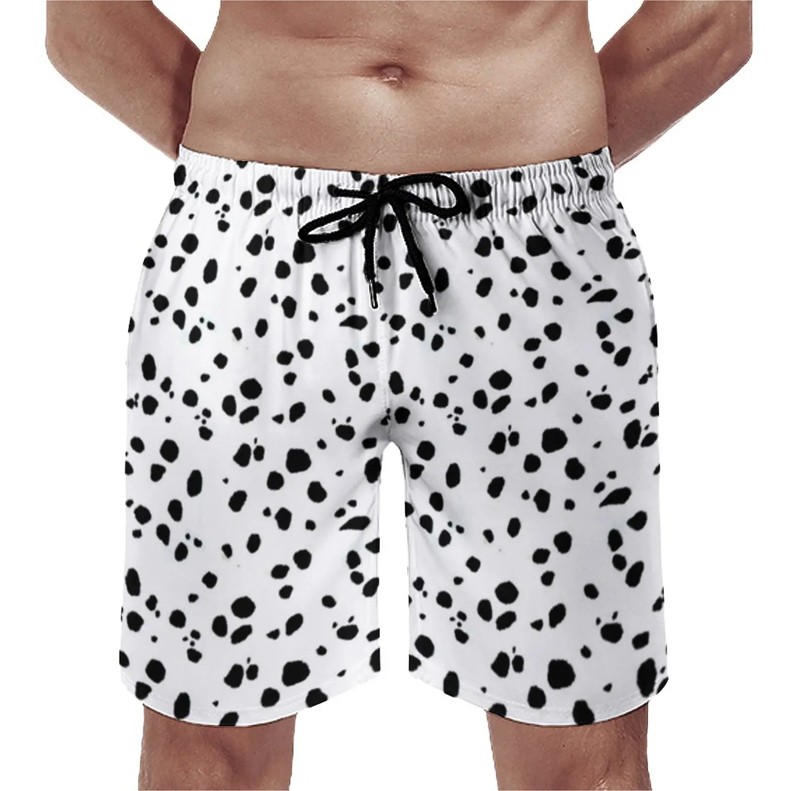 

Summer Board Shorts Dalmatian Dog Print Sports Surf Cute Spots Dots Print Beach Shorts Casual Quick Dry Swimming Trunks Big Size