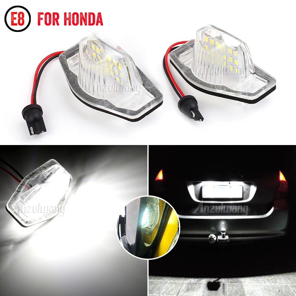 

2Pcs LED Car Number License Plate Light For Honda Crv Fit Odyssey Jazz Hrv Frv CR-V Stream 12V SMD 18 LED Number Lamp Error Free