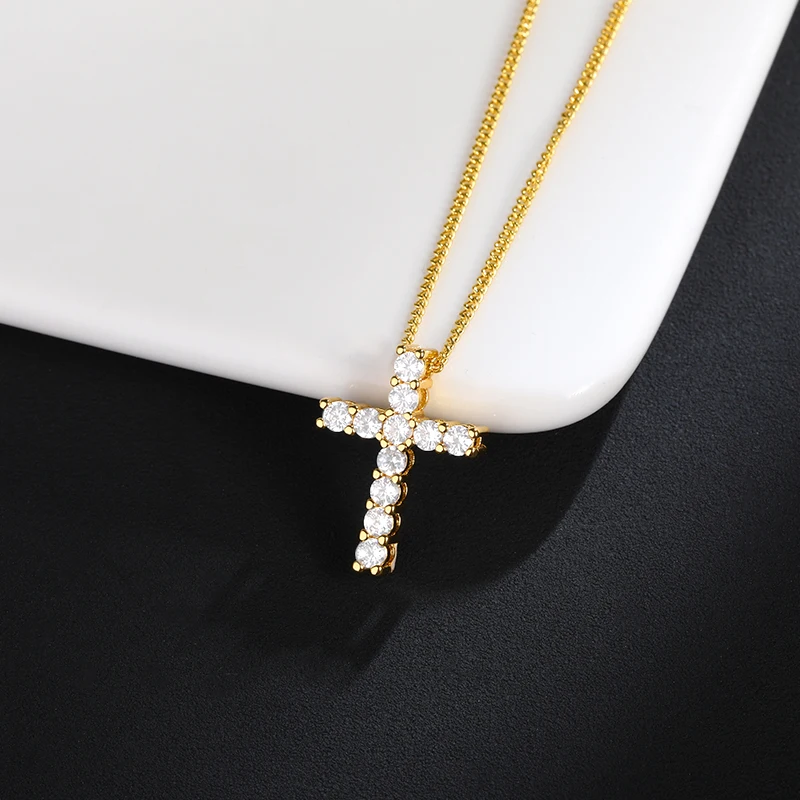 

High Quality Zircon Cross Necklace For Women Hip Hop Jewelry Stainless Steel Pendant Chain Fashion Jewelry Christmas Gift 2023