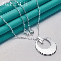 blueench 925 sterling silver disc cutout pendant 16 30 chain necklace for womens party fashion glamour jewelry