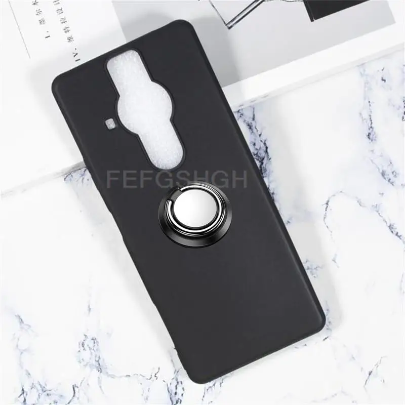 Фото Противоударный жесткий чехол для Sony Xperia Pro I Pro-I 1 искусственная кожа Мягкий Силиконовый складной держатель с кольцом чехол-подставка №2