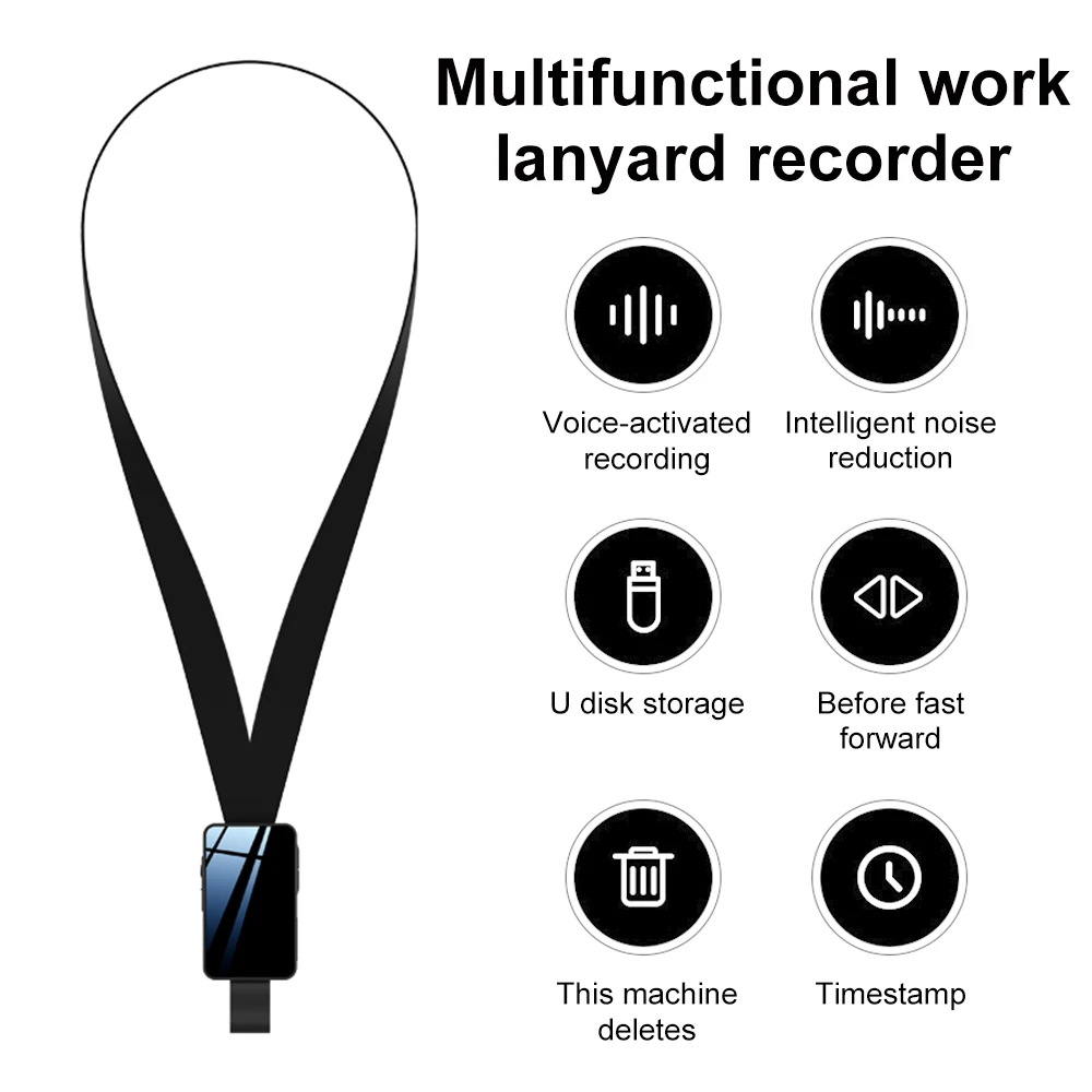 

Voice Recorder Multifunctional Work Lanyard Mini Sound Recorder Gadgets Professional Micro Listening Device Portable Mp3 Player