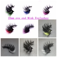 25mm colored lashes fluffy pink red blue purple yellow white green eye tail color 3d mink false eyelashes bulk supplier makeup
