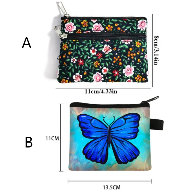 Cloth Coin Purse Flowers Print Cotton Small Wallet Female Small Fresh Short Hand Bag Zipper Card Holder Key Pouch Random Color images - 6
