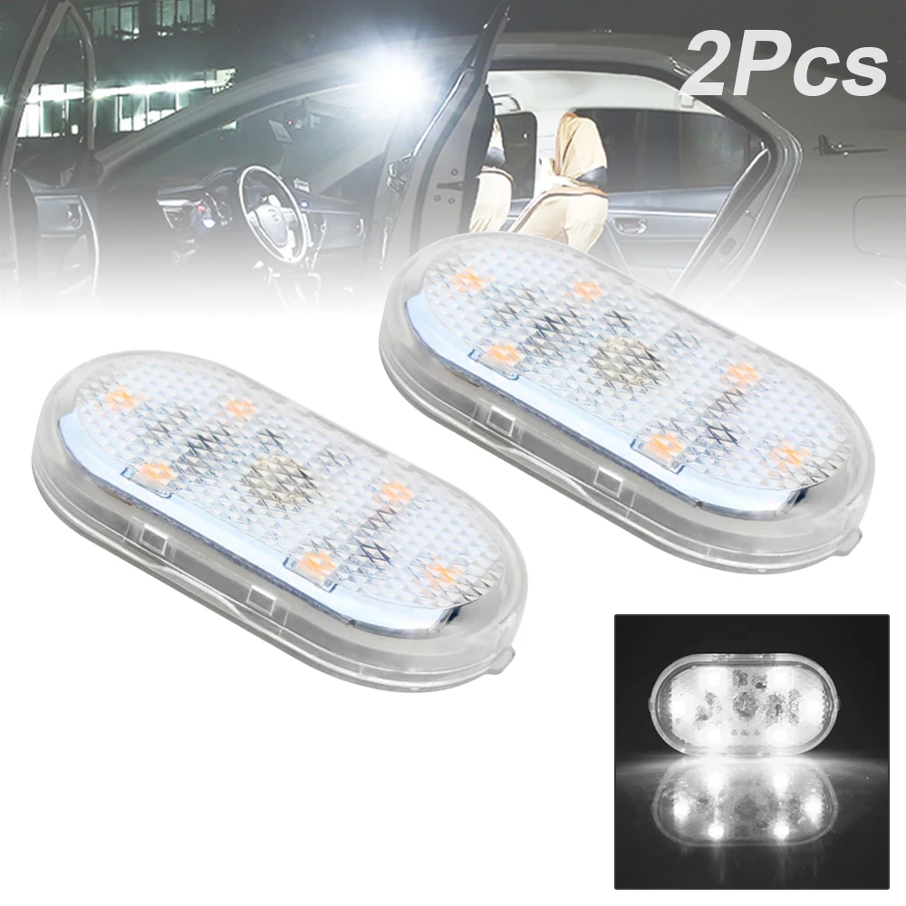 

2pcs LED Interior Car Lights 6 Bright LED Lamp Bead Night Reading Light Car Interior Atmosphere USB Rechargeable Lighting Light