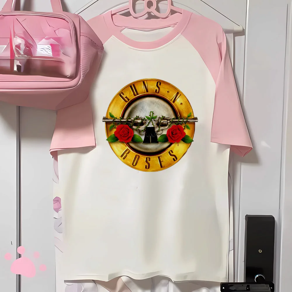 Guns n футболки с принтом Roses Женская одежда для активного отдыха девушек