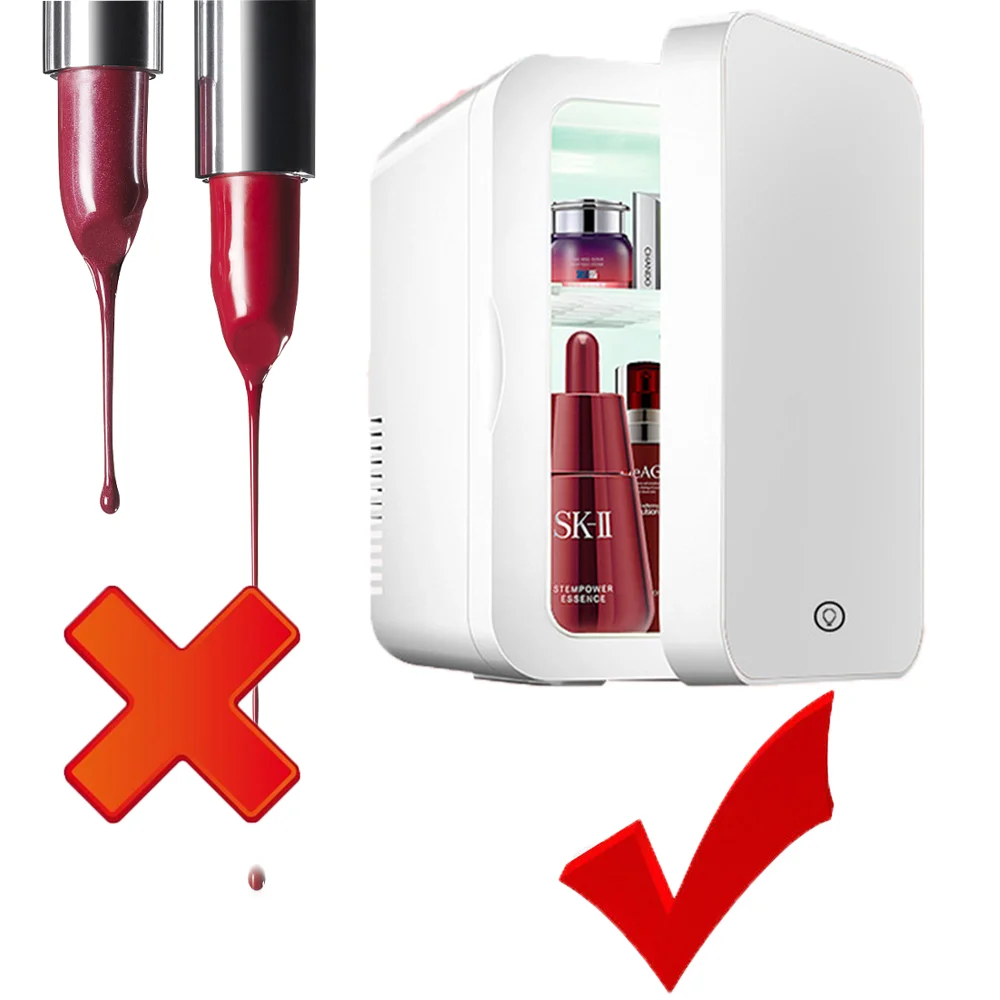 

Портативный мини-холодильник для макияжа, 8 л, со светодиодсветильник кой, зеркальный, для ухода за кожей, для дома и автомобиля