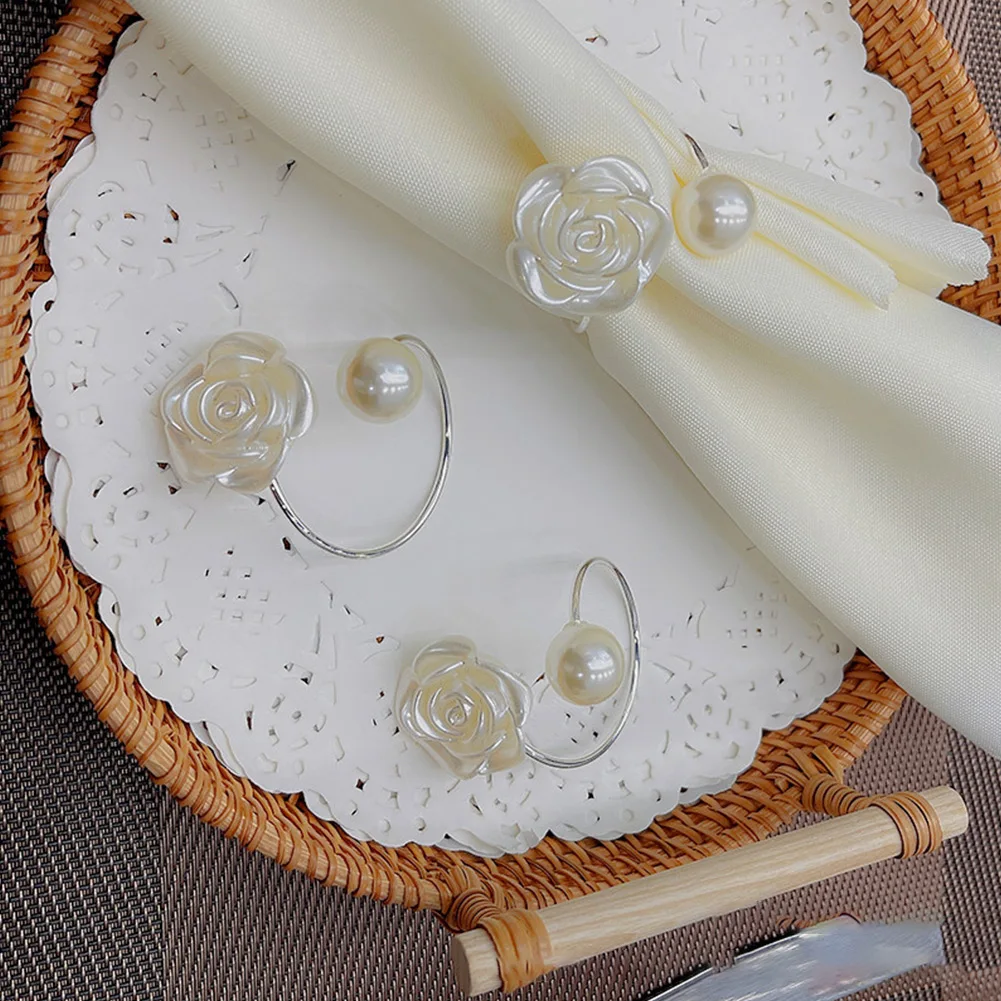 

12pcs Flower Napkin Ring Napkin Holder Table Decoration For Party Wedding Kitchen Dinner Table Decor Table Napkin Holders