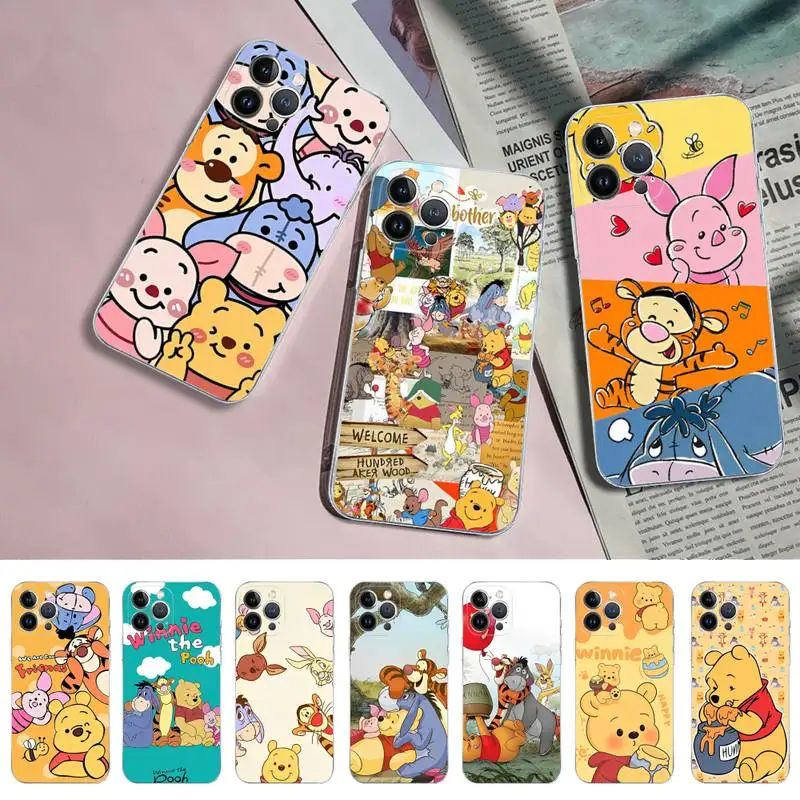 

MINISO W-Winnie The P-Pooh Cute Phone Case For iPhone 14 11 12 13 Mini Pro XS Max Cover 6 7 8 Plus X XR SE 2020 Funda Shell