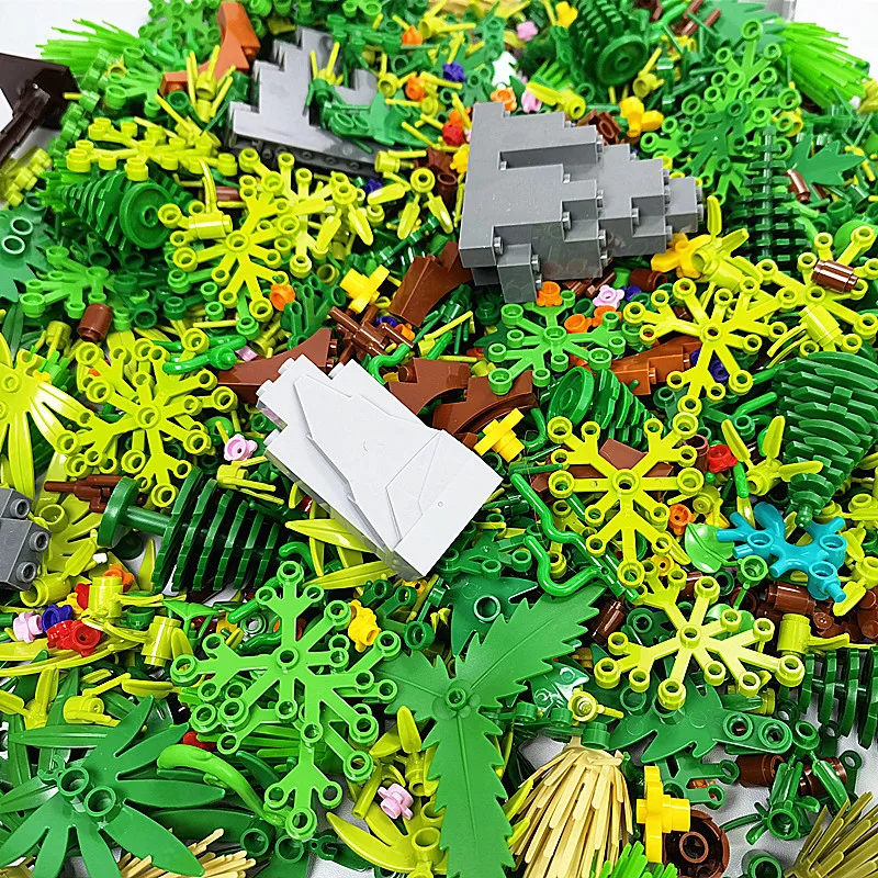 1000 500g строительные блоки для фотографий дерево, совместимы с хиллами, трава, кустарник, джунгли, Военный Город, друзья, кубики MOC, игрушки