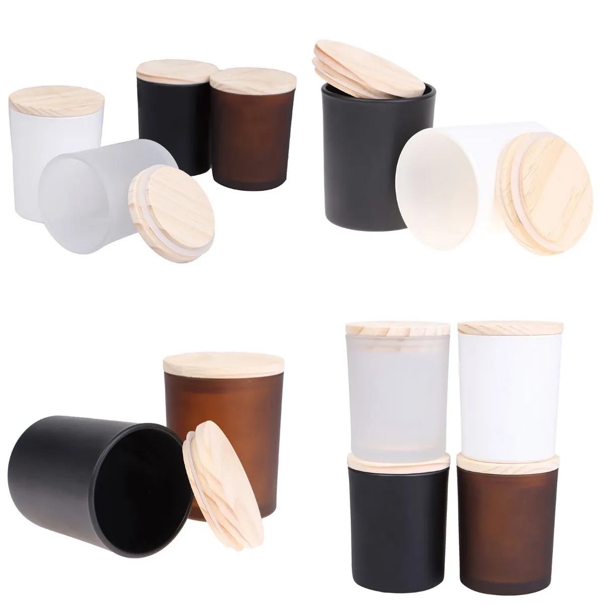 

Ml2022 Новая Черная прозрачная стеклянная бутылка для свечей, чашка для свечей с деревянной крышкой для подарка, изготовление свечей, домашнее...