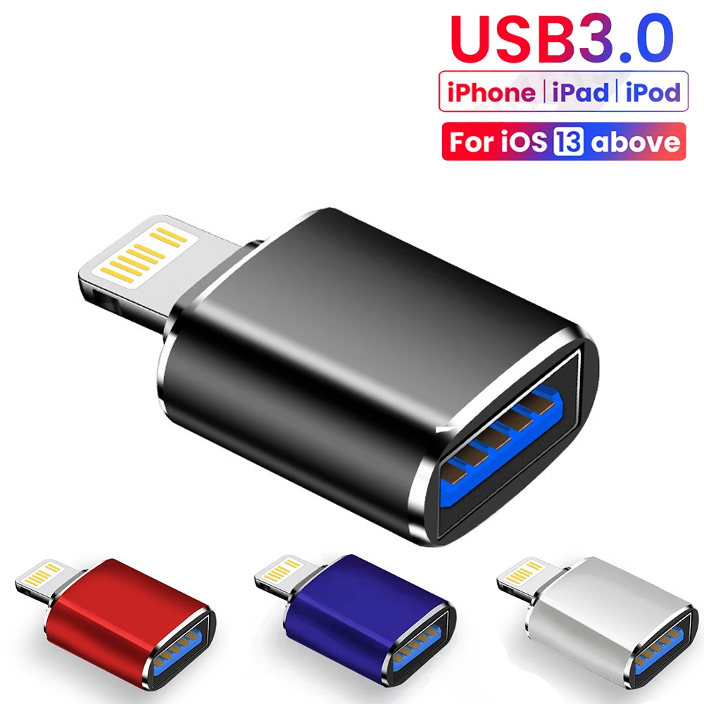

Адаптер OTG для iPhone 14 13 12 11 Pro iPad, адаптер из алюминиевого сплава с подключением к USB 3,0, для IOS 13 и выше