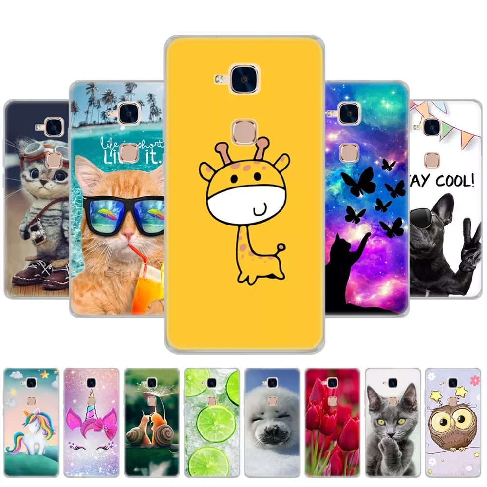 

cover phone case for honor 5C soft tpu silicon back cover 360 full protective printing transparent clear coque