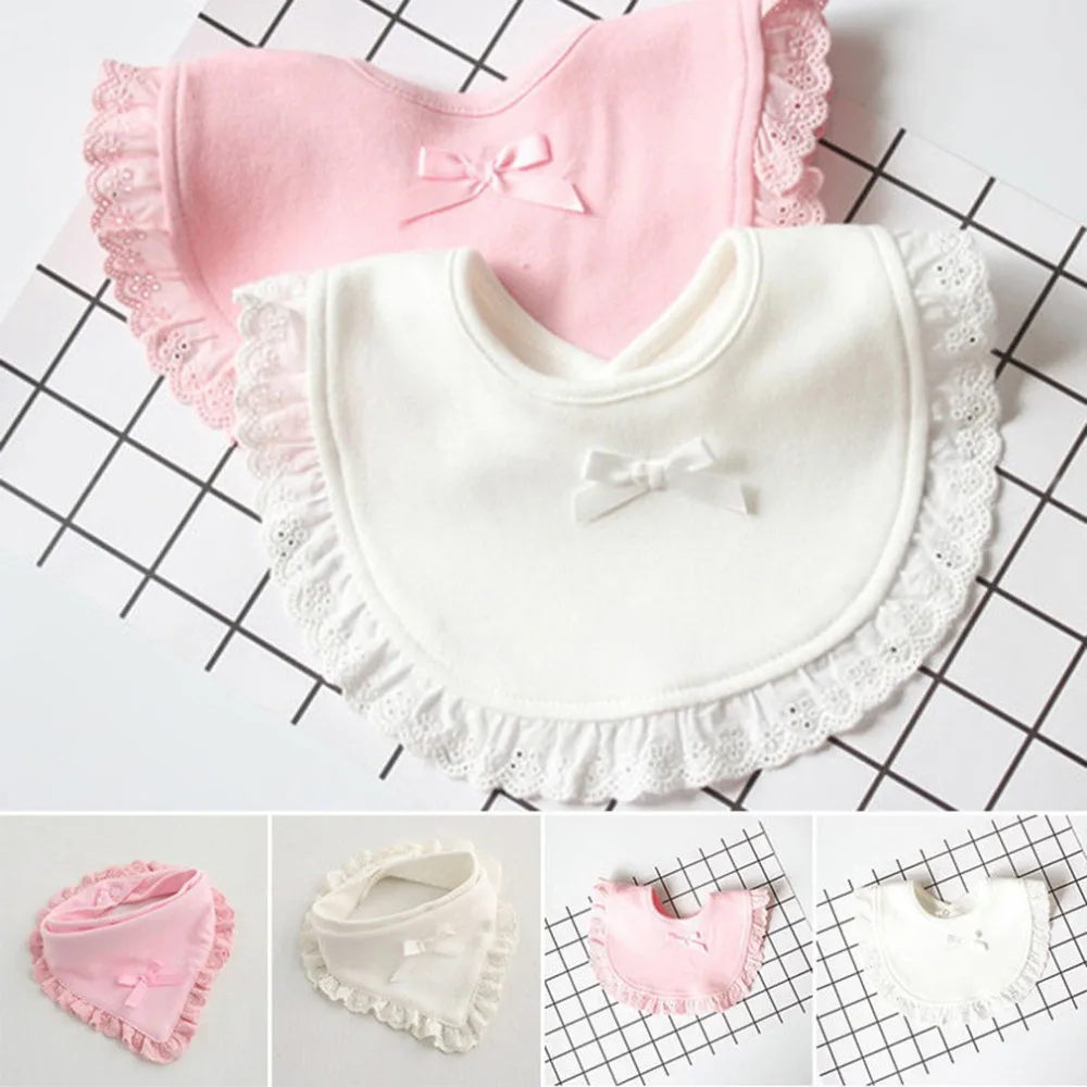 

New Cotton Lace Baby Slabbetjes Cute Bowknot Burp Baby Bibs Pink White Baby Girls Lovely Bib Infant Saliva Towels Bibs