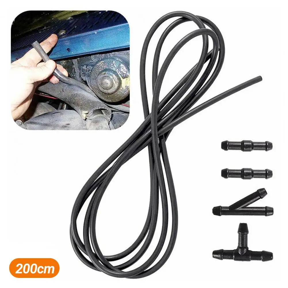 

200cm Windscreen Wiper Jet Hose Tear-resistant Flexible Rubber Y-type T-type Connector Fast Connection Pipe Tube for Car