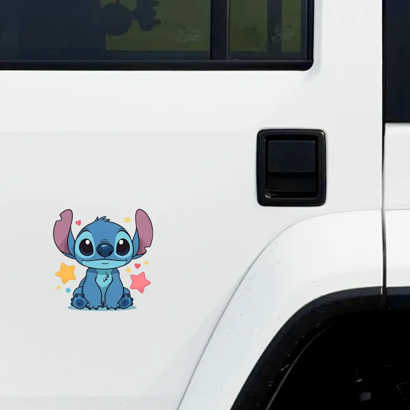 Фото Милые наклейки Stitch для автомобиля: солнцезащитные, водонепроницаемые, для шлемов и бамперов, многофункциональные декоративные стикеры №4