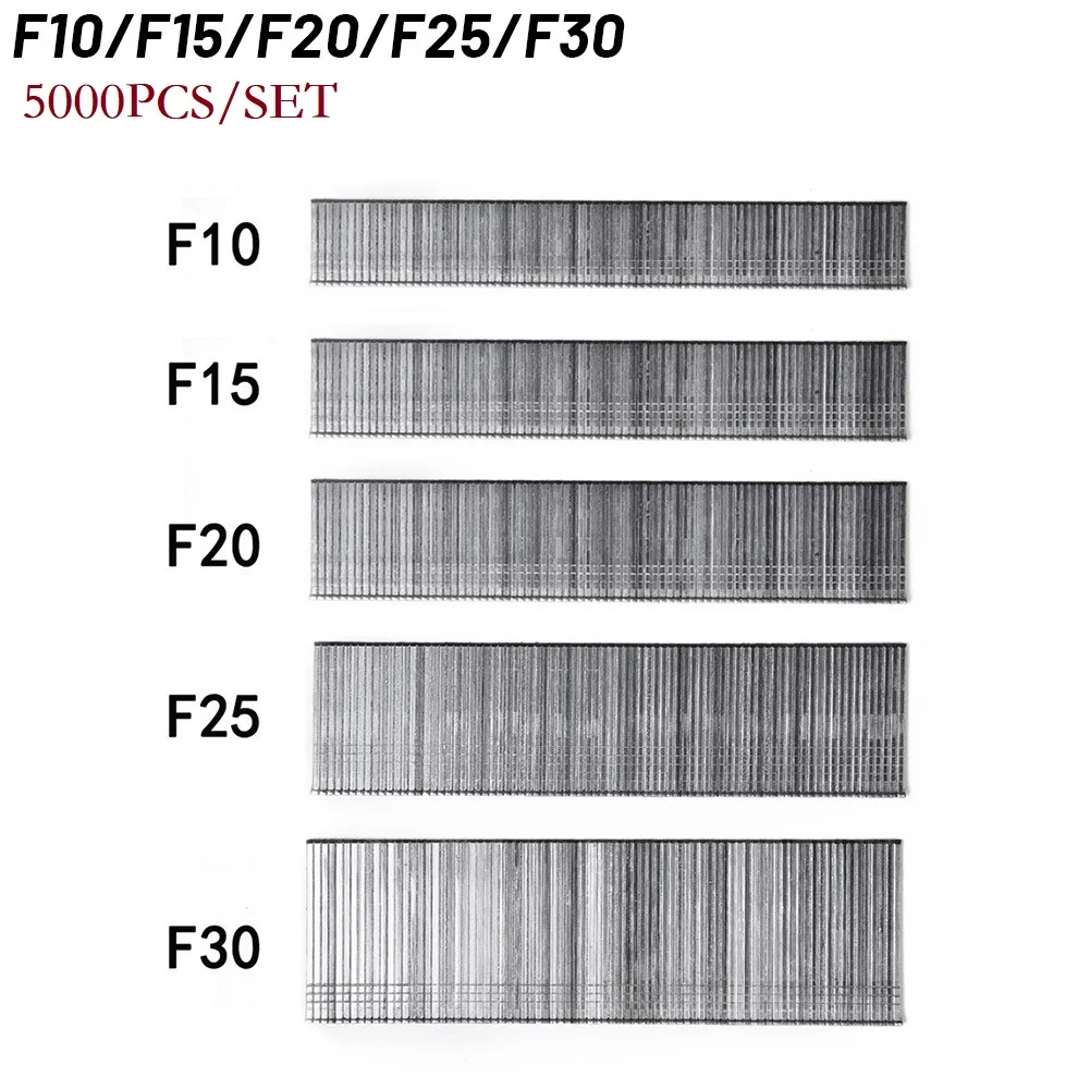 5000pcs F10/F15/F20/F25/F30 Nail Gun Straight Brad Nails 304 Stainless Steel Stapler Nailer Staple For Woodworking Furniture DIY