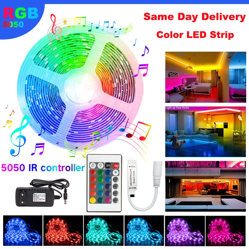 LED Strip Lights Room Decor RGB Neon Light WIFI Controller kit TV Background Decoration for Bedroom Light Bar 12V Color Changing