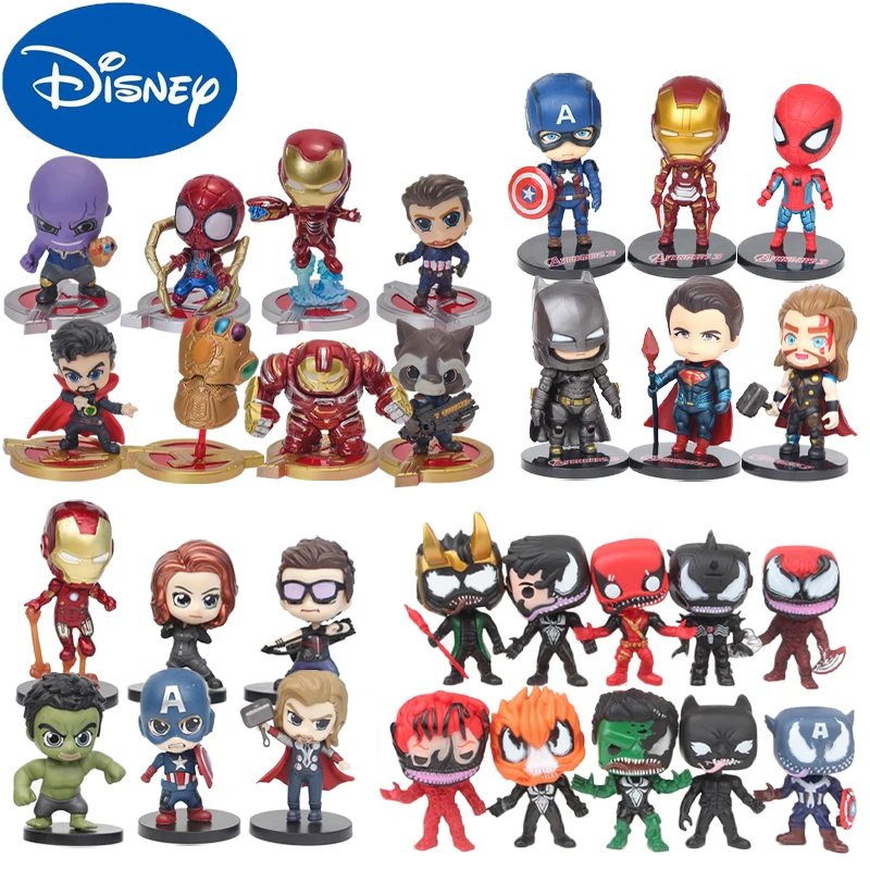 

6pcs/8pcs/10pcs/set Avengers Iron Spiderman Captain America Hulk Venom Figure Statue Superhero PVC Model Action Dolls Toy Gift